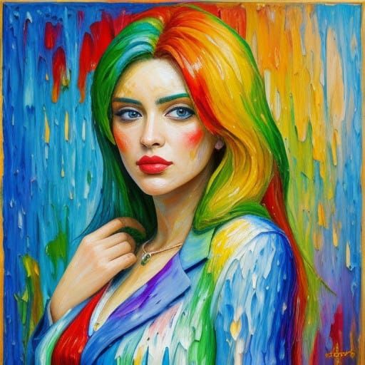 Vibrant Expressionist Portrait in Neo-Impressionist Style