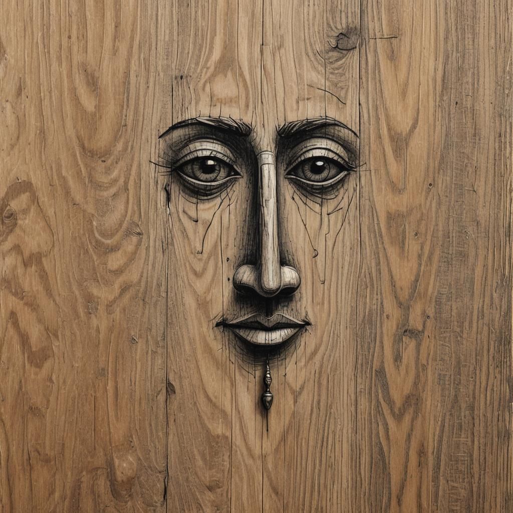 Minimalist Charcoal Sketch of Cartoon Face