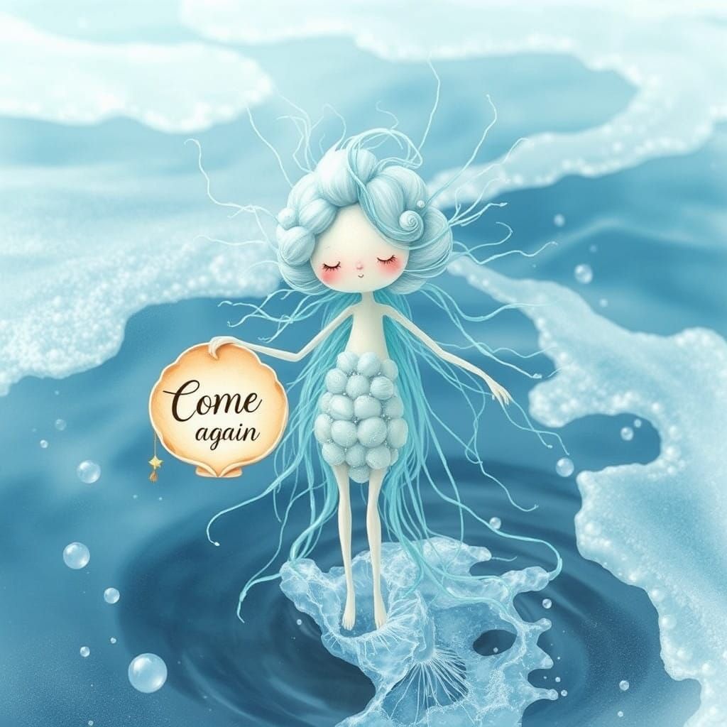 Whimsical Aquatic Sprite in Iridescent Fibers