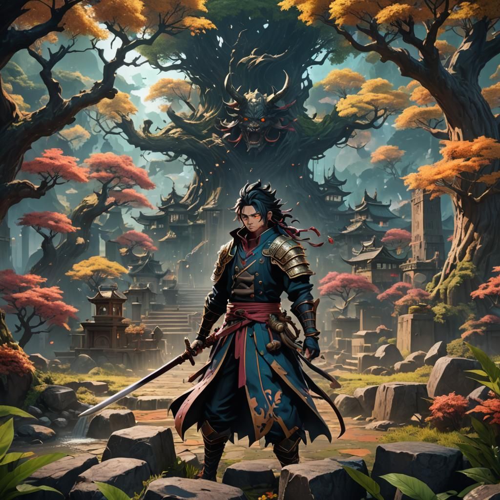 Anime Demon Slayer: Detailed Matte Painting