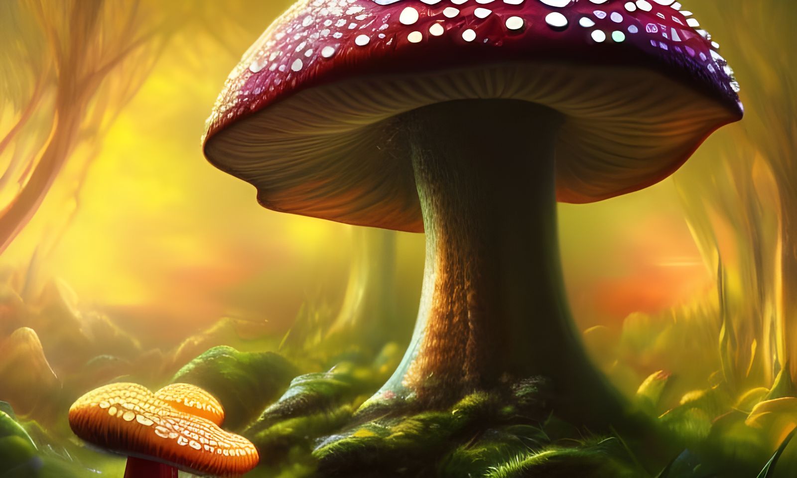 Glowing Amanita Mushrooms in a Twilight Fantasy