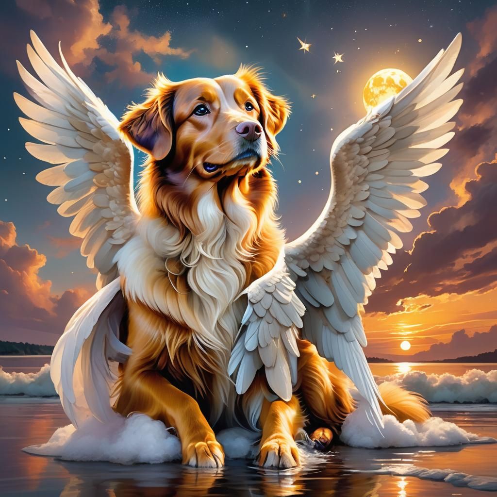 Nova Scotia Duck Toller with Angel Wings