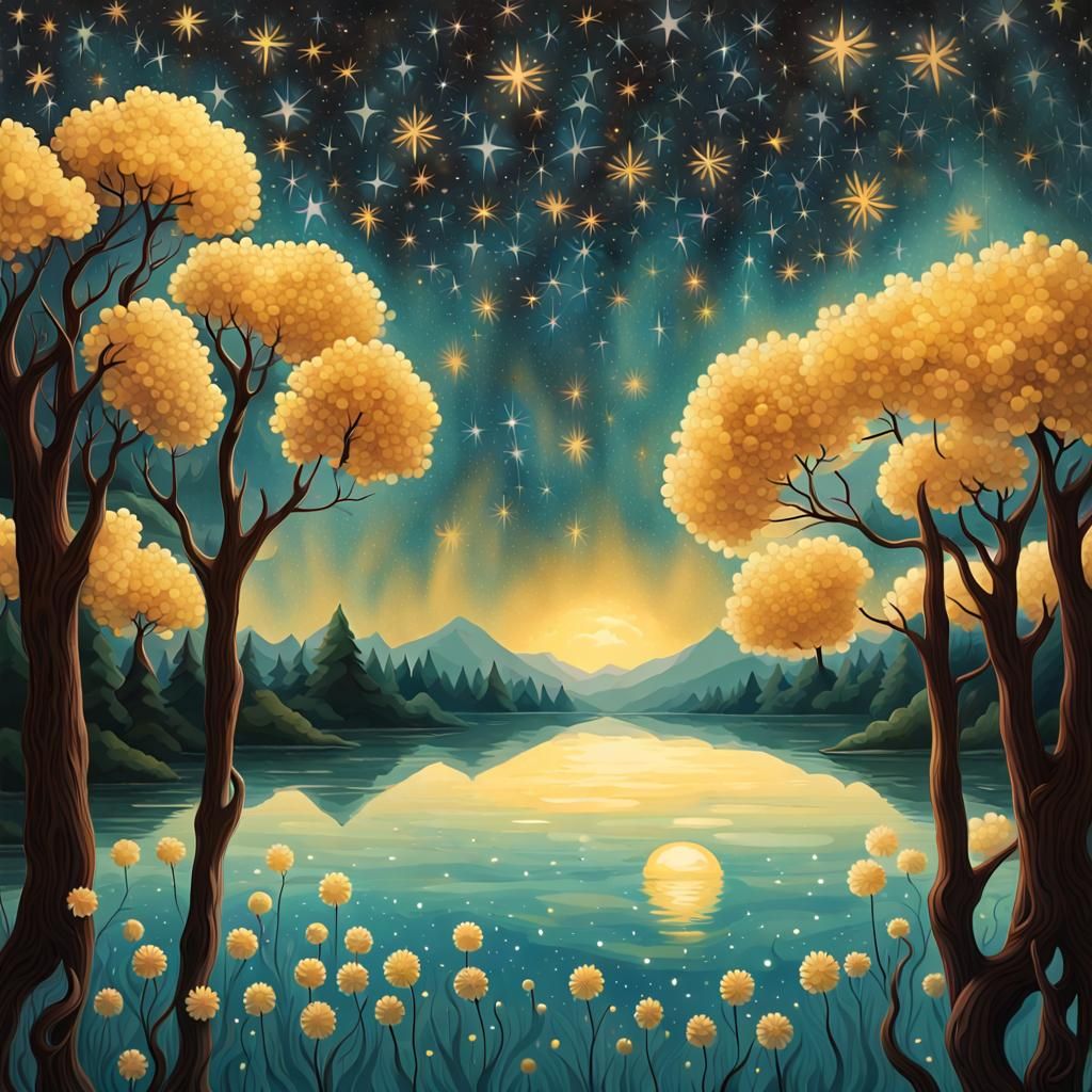 Golden Pompom Flowers Dancing in the Breeze