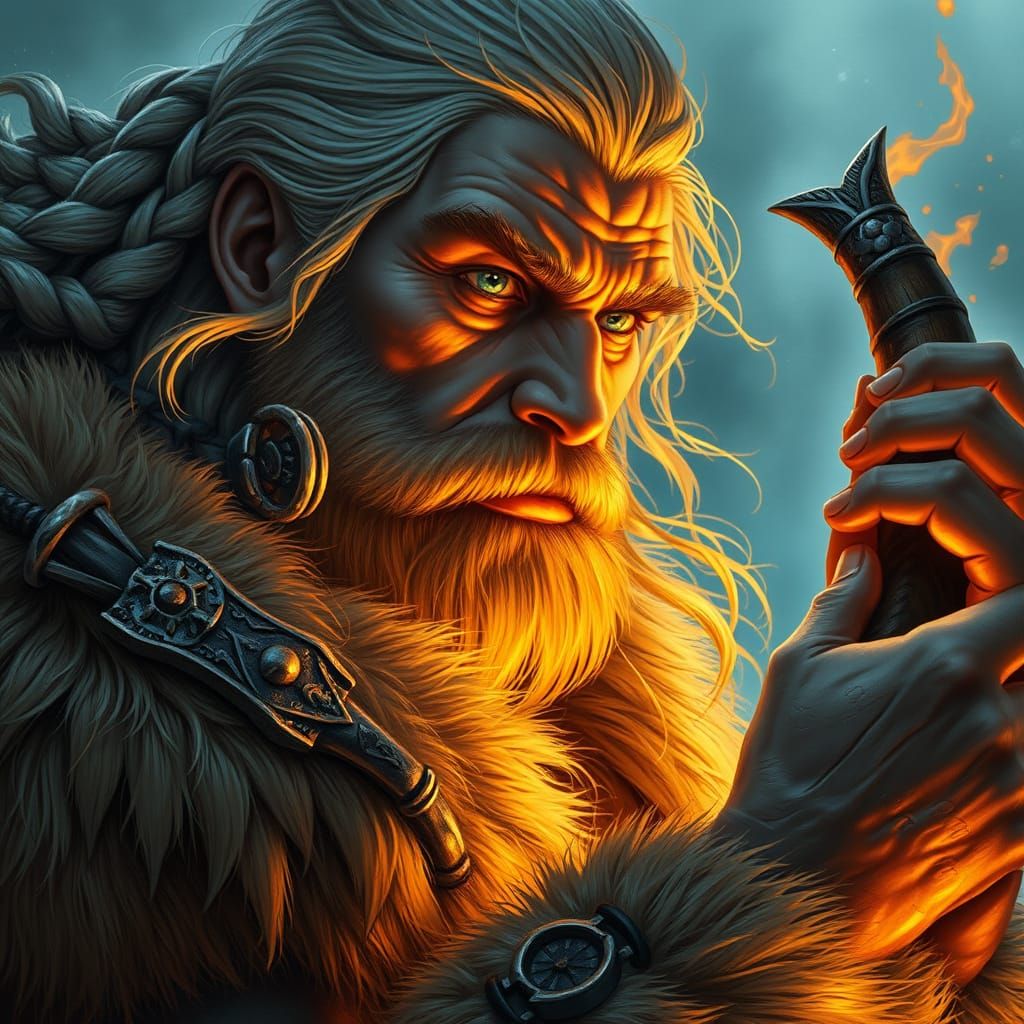 Towering Sea God in Luxurious Fur Cloak