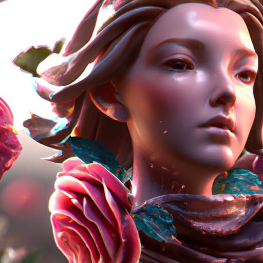 Detailed Rose Portrait in Art Nouveau Style