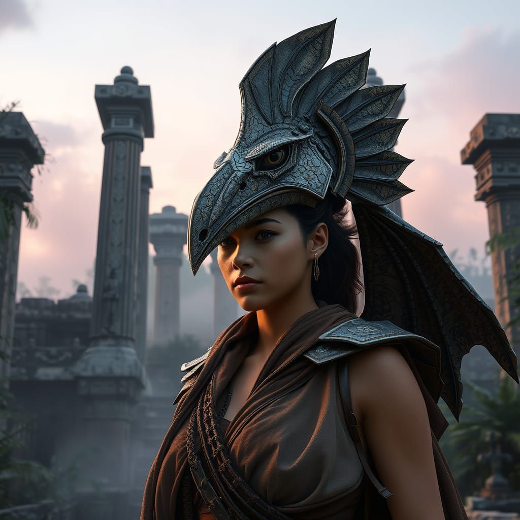 Ancient Cult Priestess in Prehistoric Fantasy Armor