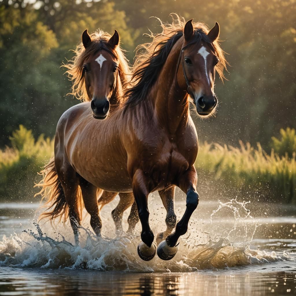 Horse Galloping on Water: Action Photography