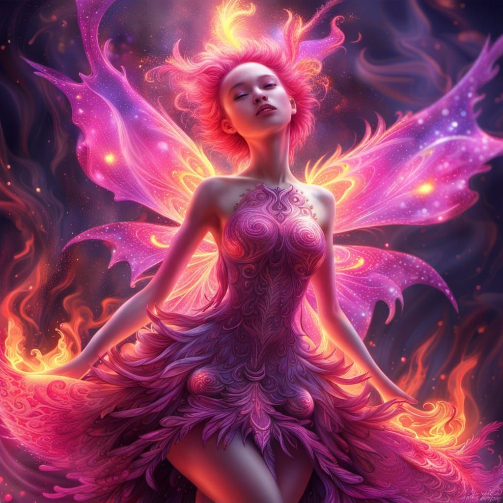 Fantasy Fire Fairies with Butterfly Dragon Wings