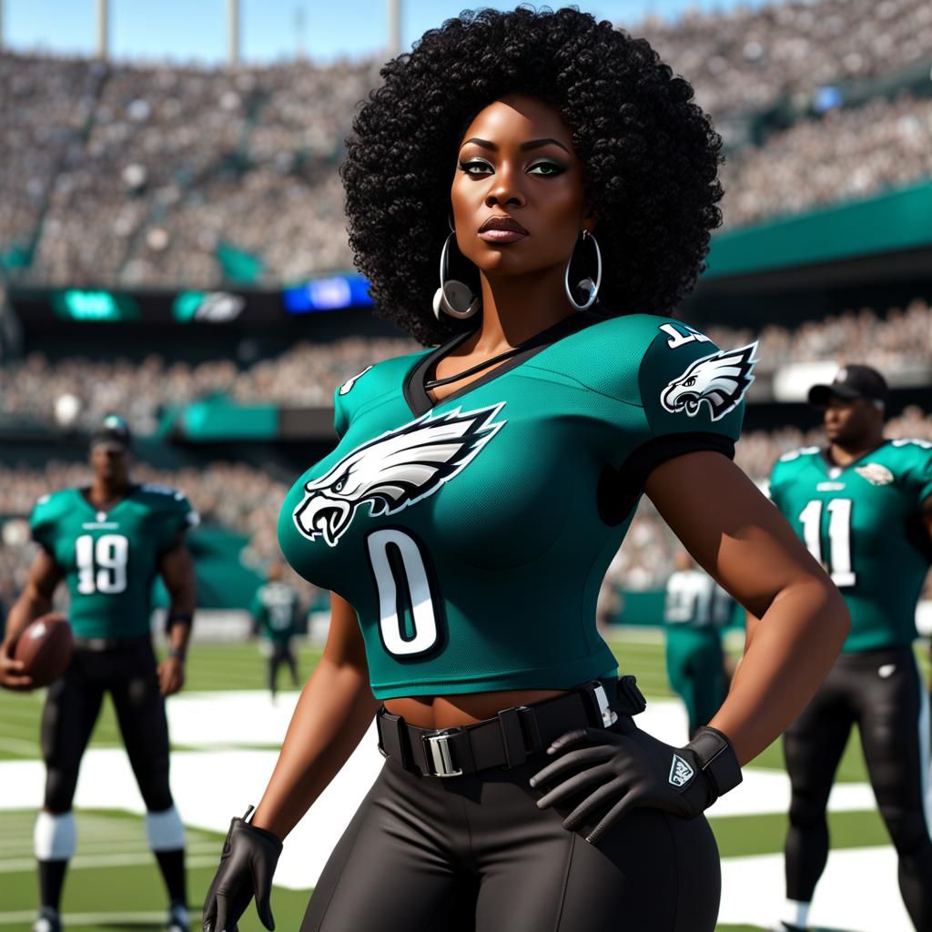 Black Woman Eagles Fan: 3D Artstation Rendering