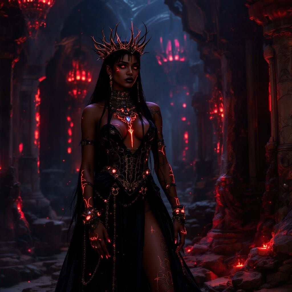 Majestic Vampire Queen Akasha in Dark Gothic Splendor