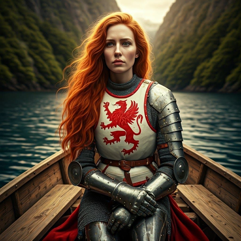 Regal Woman-Knight on a Dramatic Coast
