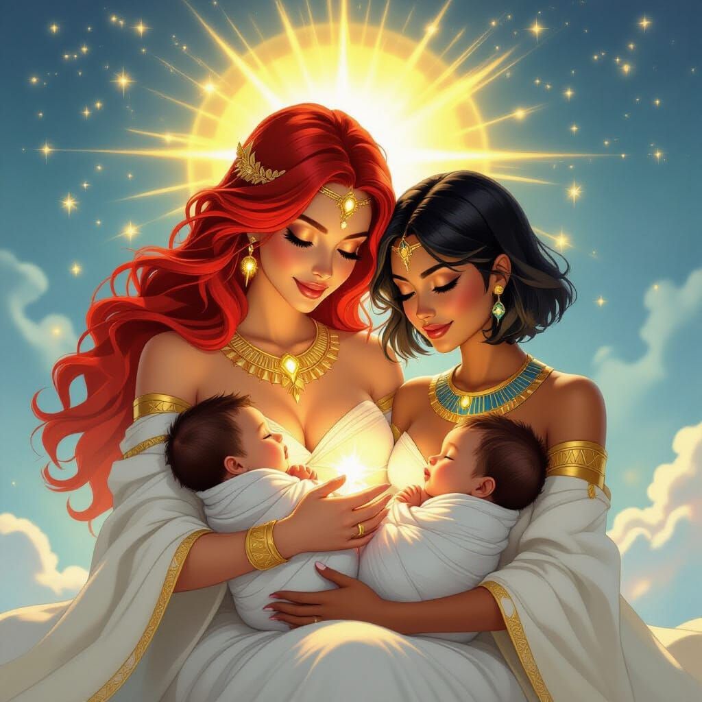 Supreme Goddess of Light and Unity with Wife and Twin Babies