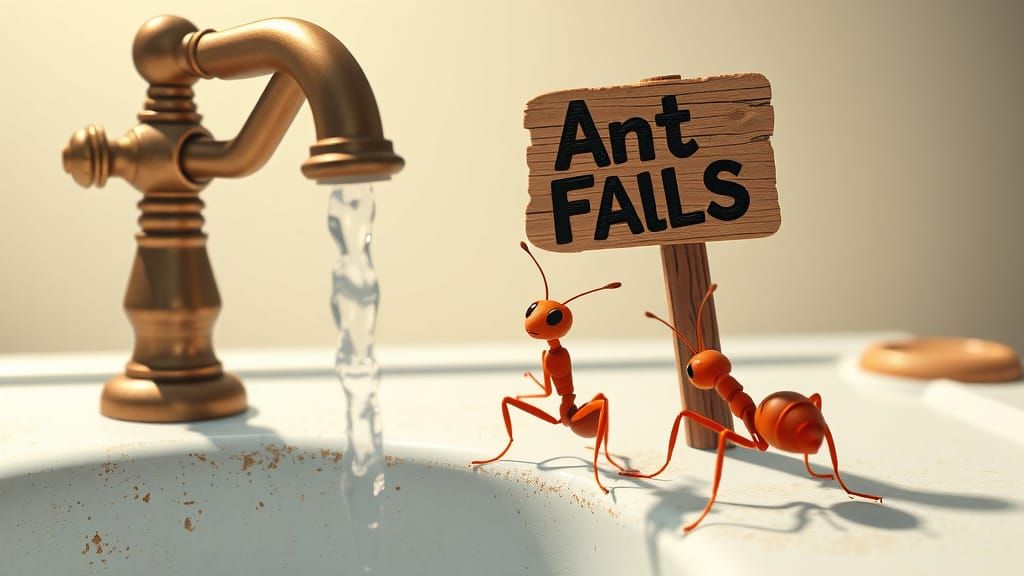 Ants Discovering Ant Falls in Pixar Style