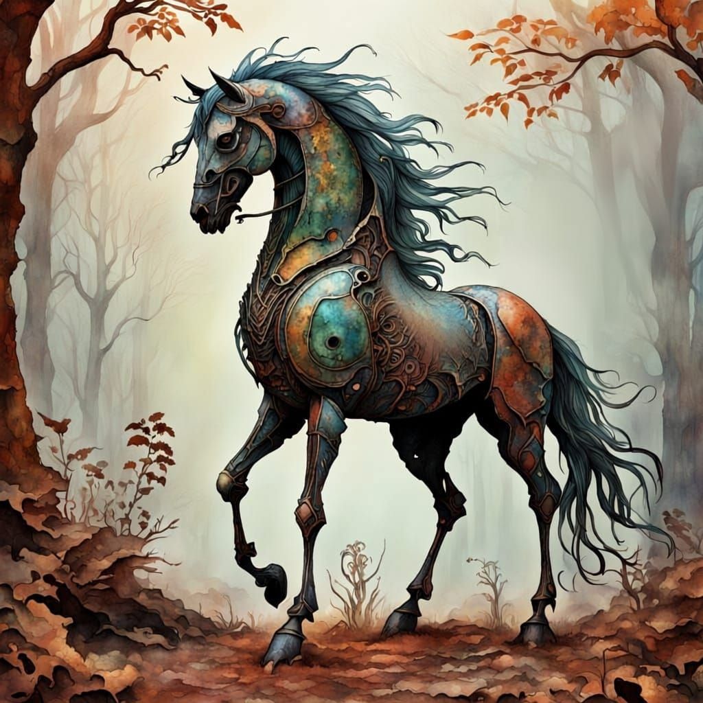 Tattered Rust Charm Silhouette of a Cryptid