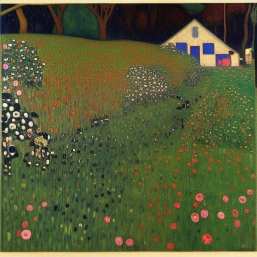 Surreal Donkey Scene Inspired by Klimt and van Dongen