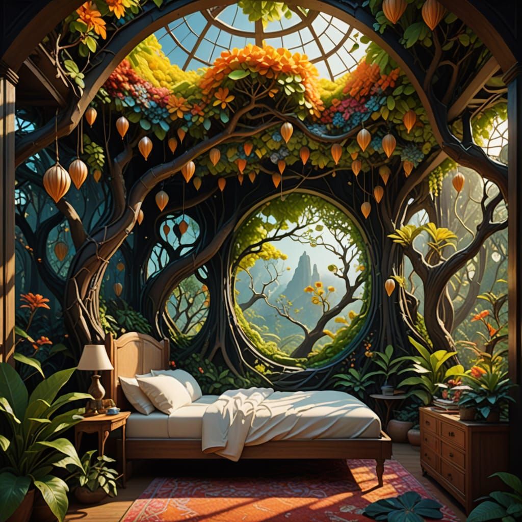 Surreal Alien Guest Suite in Oil Painting Style