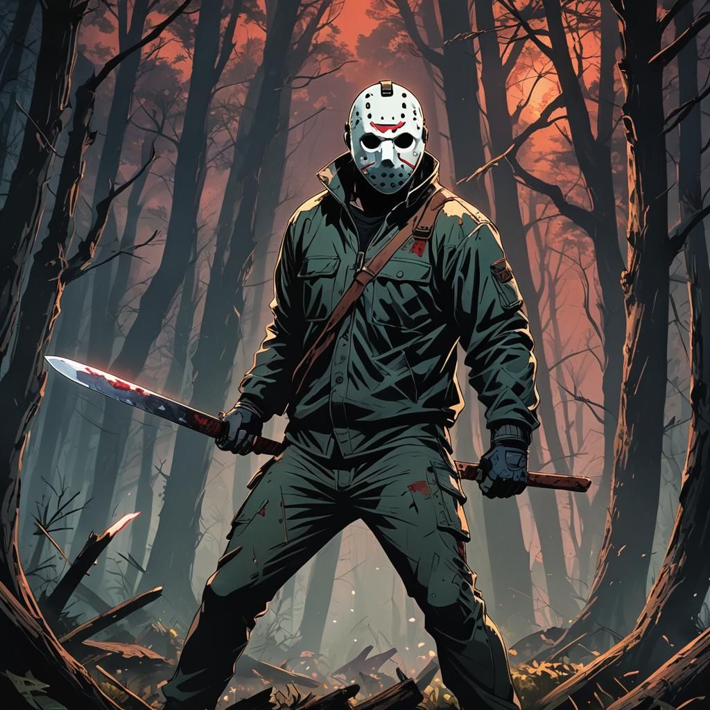 Jason Voorhees in Anime Key Visual Style