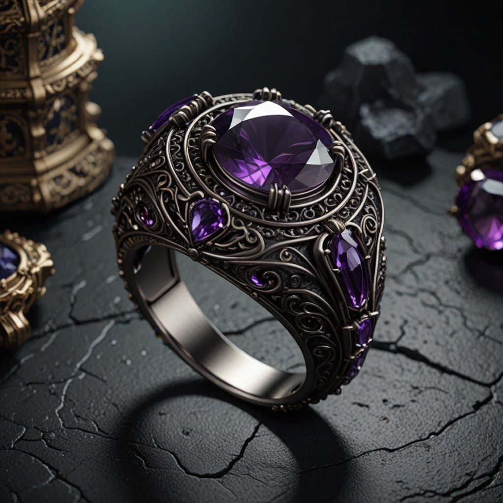 Gothic Vampire Wedding Ring in Deep Matte Painting