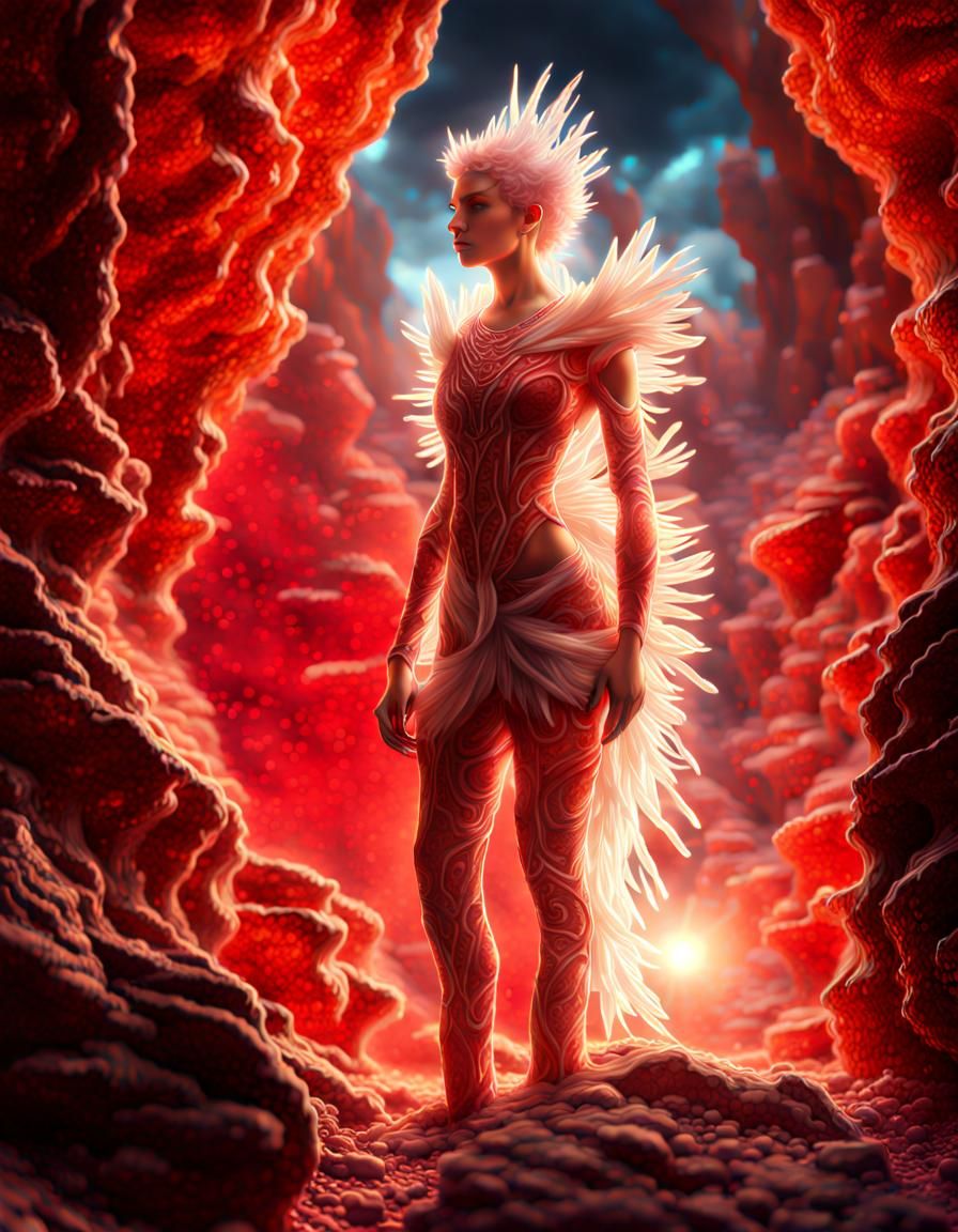 Crystalline Androgynous Form in Red Rock Cavern