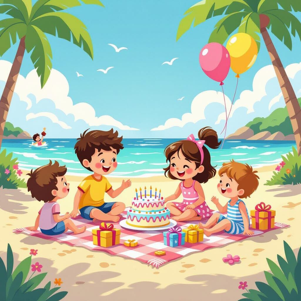 Twins Celebrate 8th Birthday on Sunny Beach