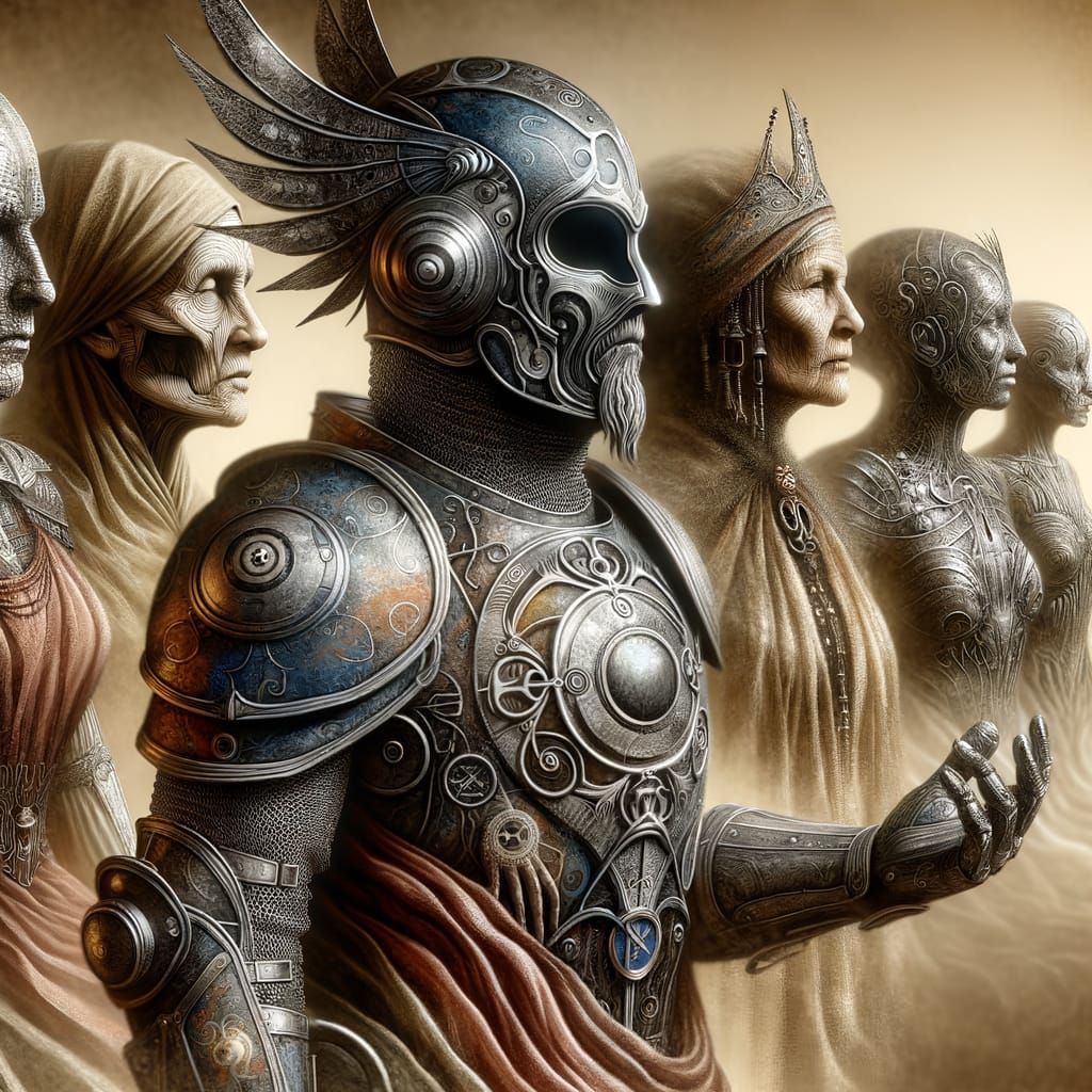 Surreal Armored Figures from Diverse Backgrounds