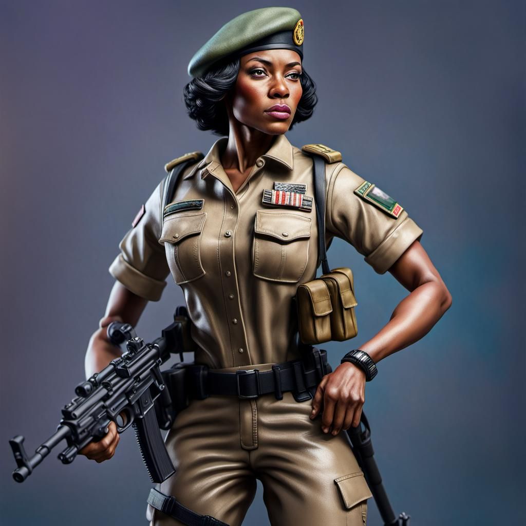 Hyperrealistic Action Figure of a Woman Army Colonel
