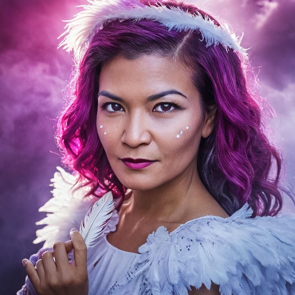 Fairy Portrait with Feather in Fantasy Photography Style