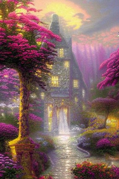 Ethereal Fantasy Portrait in Kinkade Style