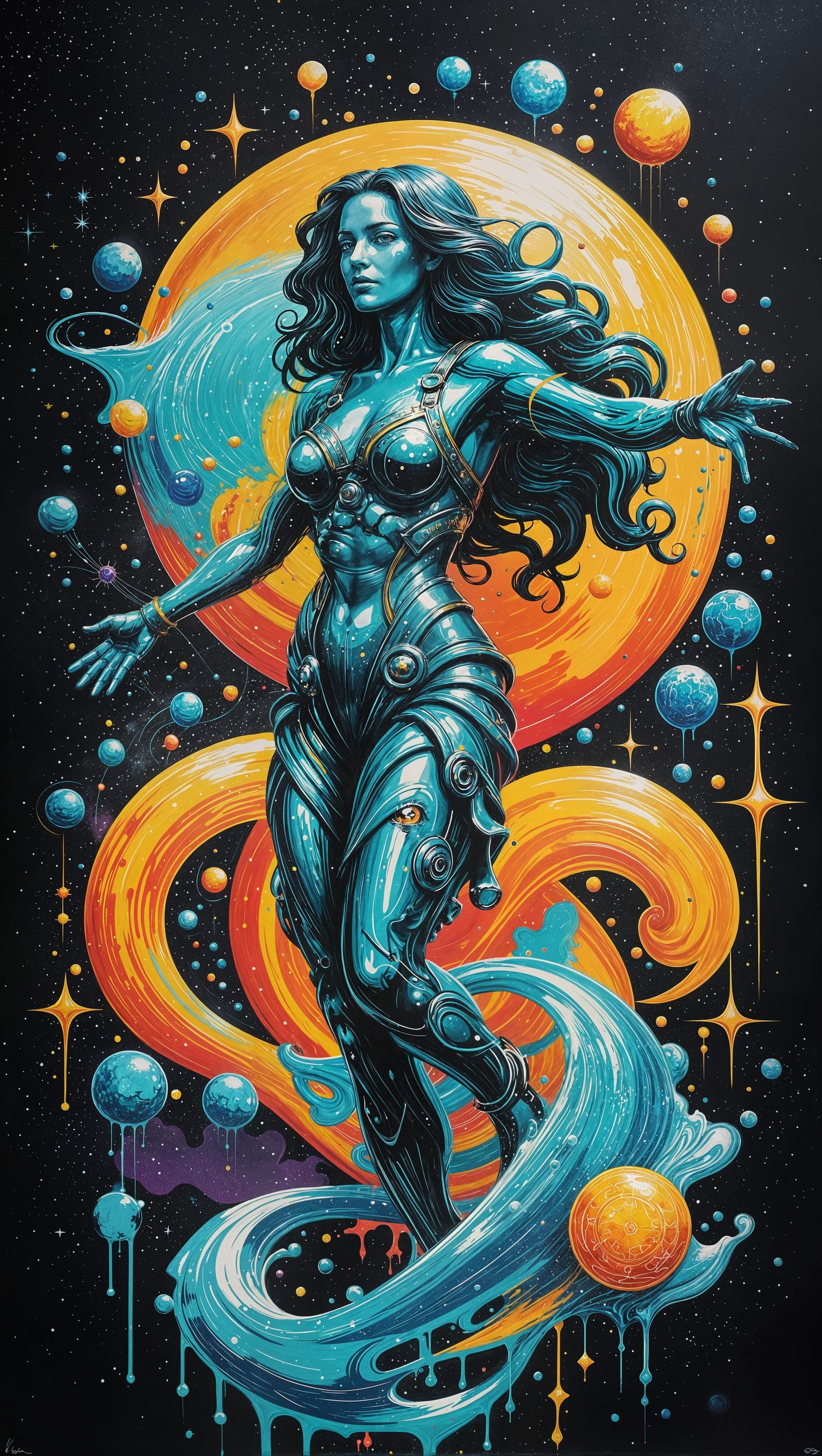 Aquarius Zodiac Sign in Graffiti Art Style