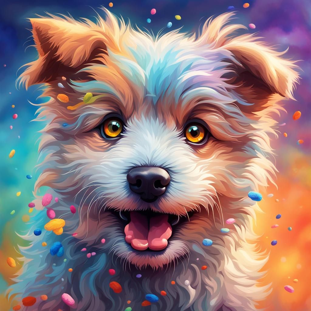 Happy Dog Ready for Adoption: Hyperrealistic Concept Art