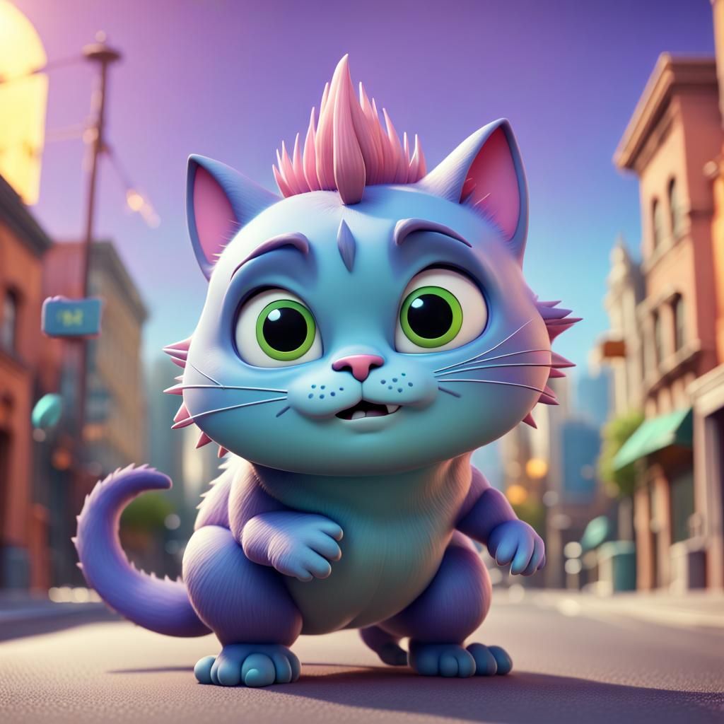Cute Catzilla Bubblehead in Cartoon 3D Style