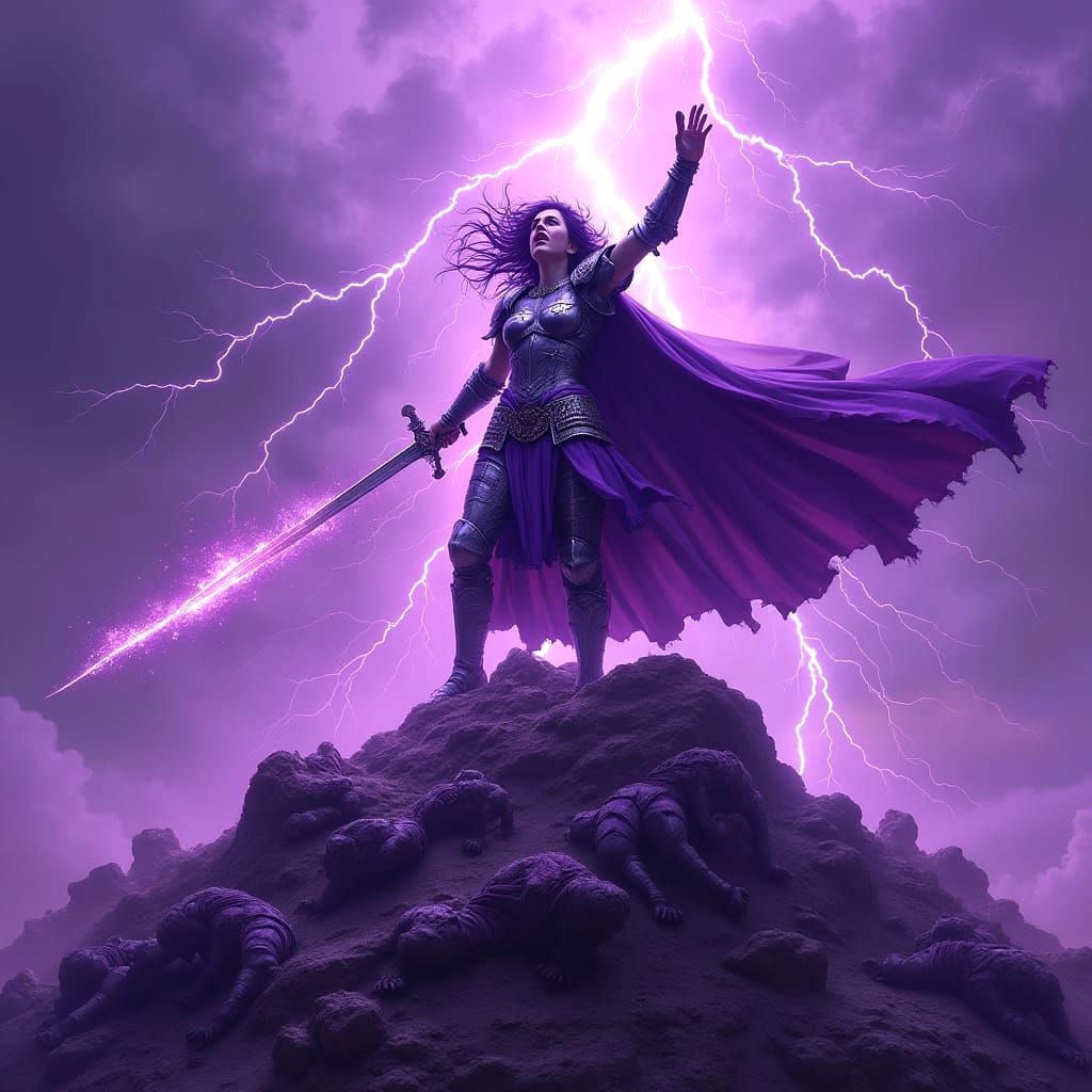 Warrior Queen's Violet Battle Cry on Mountain of Foes