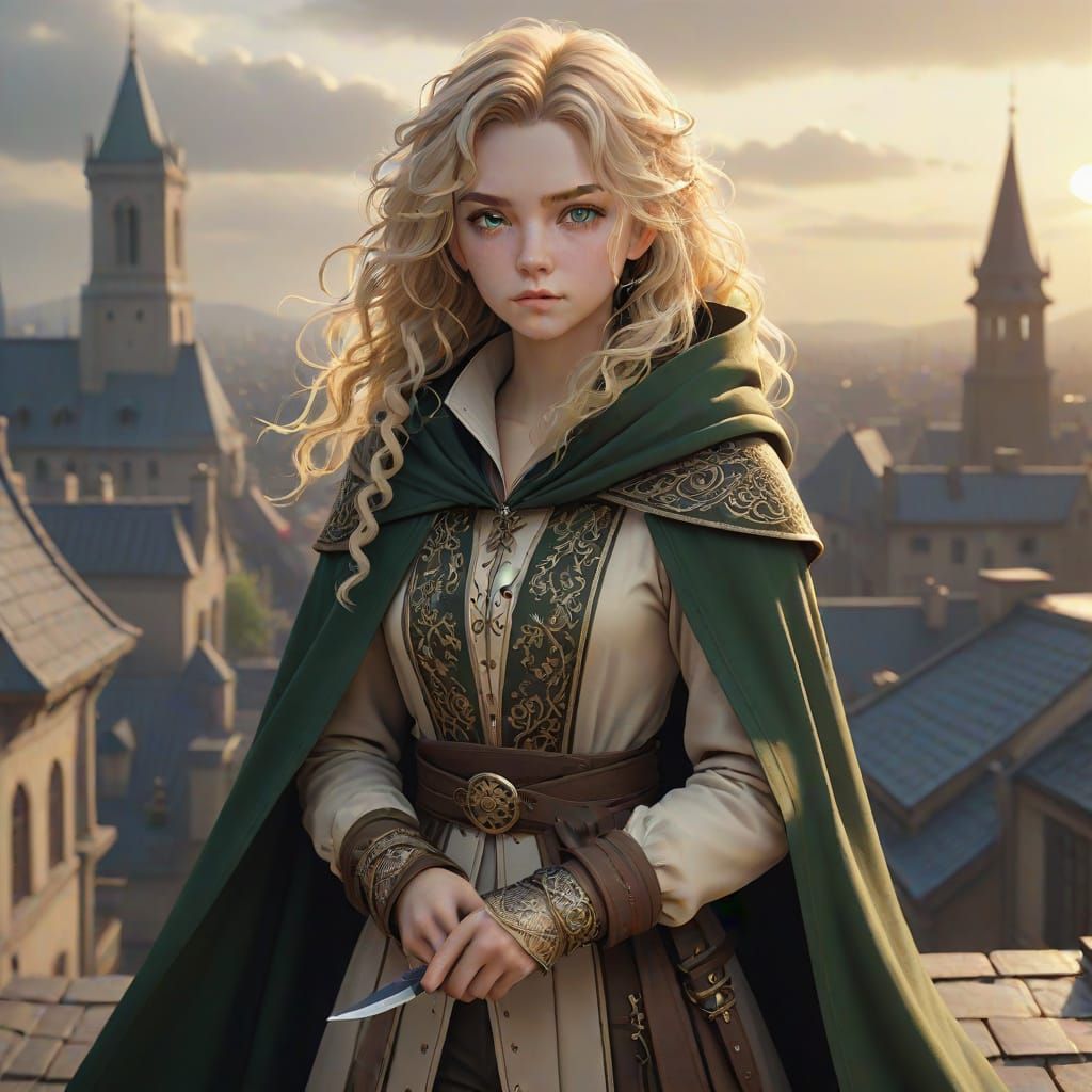 Ethereal Fantasy Maiden Basks in Golden Dusk