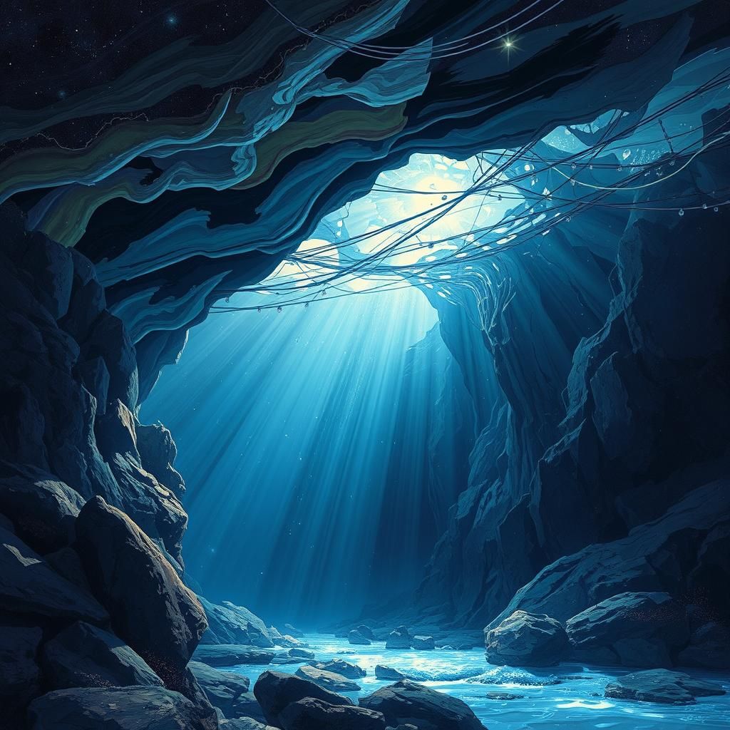 Cosmic River Merges with Earth: Astral Illustration