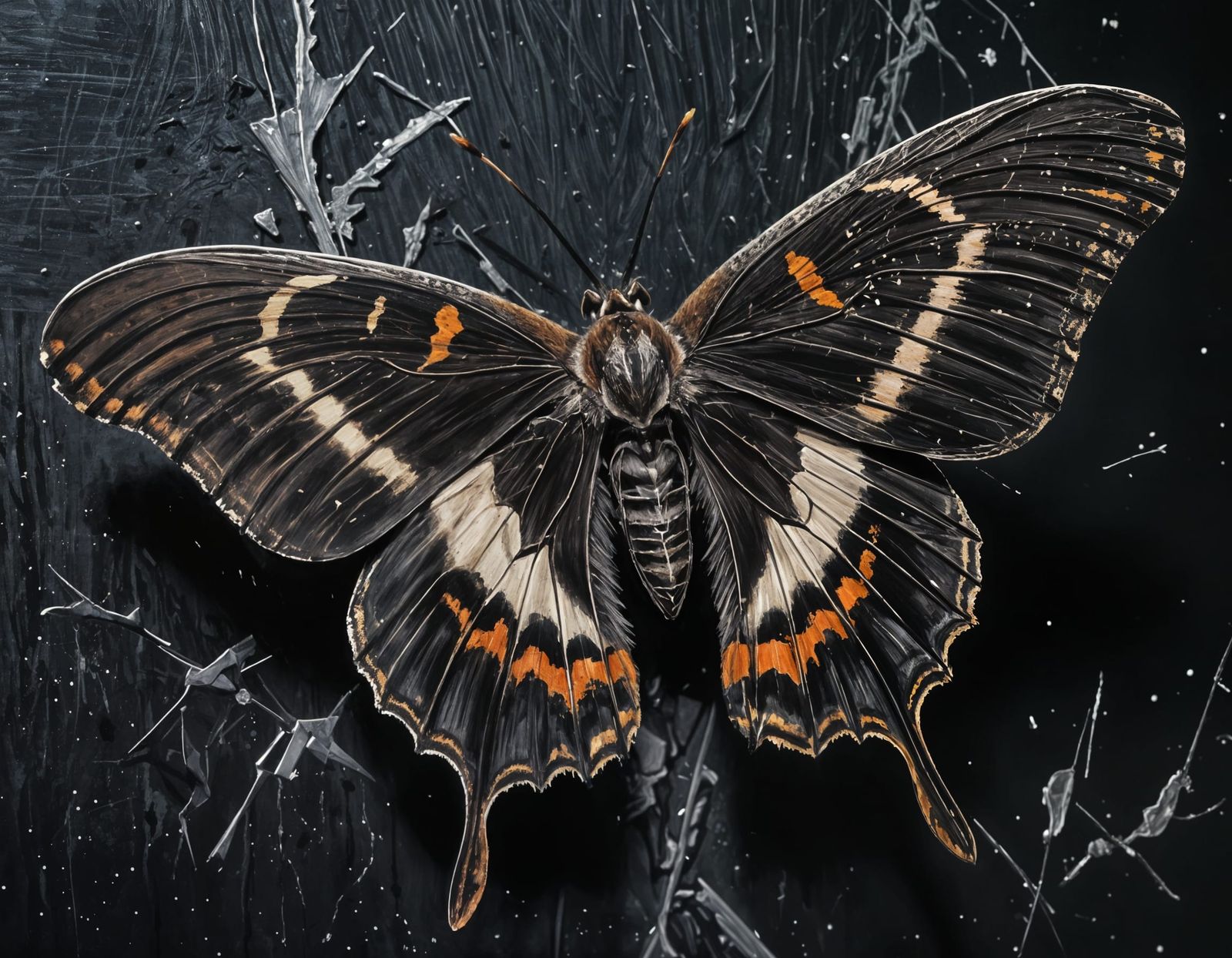Grunge Style Cecropia Moth Painting