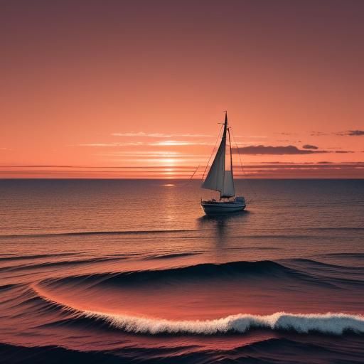 Sailboat at Sunset: Atmospheric Digital Art in 8K