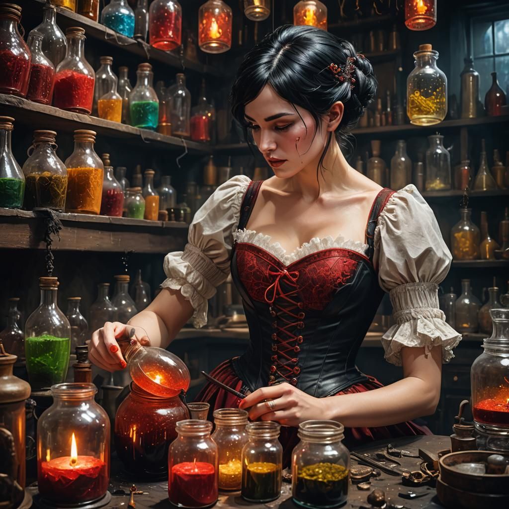 Young Alchemist in Studio: Hyperrealistic Concept Art