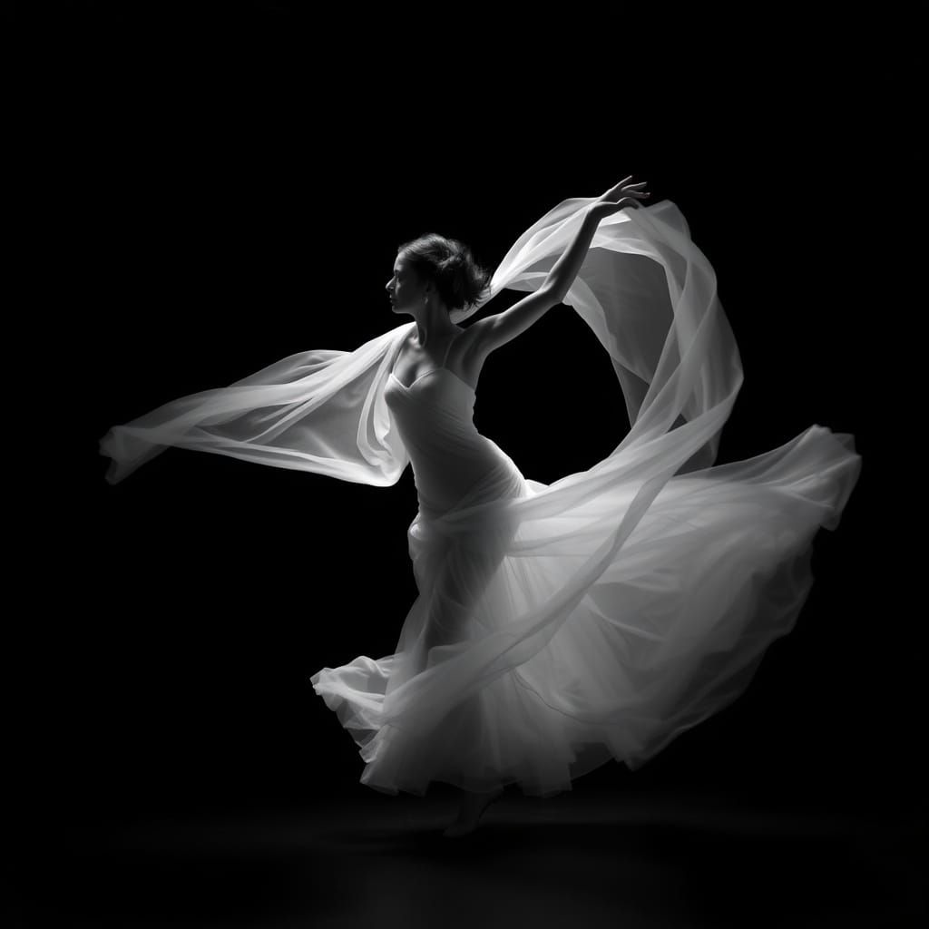 Ethereal Dancer Captured in Soft, Luminescent Glow