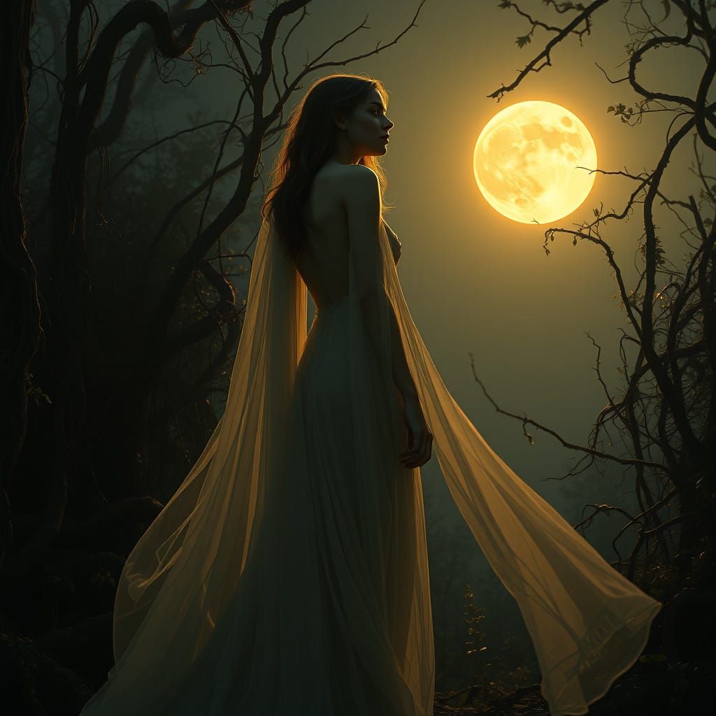 Moonlit Dreamer in Gilded Reverie