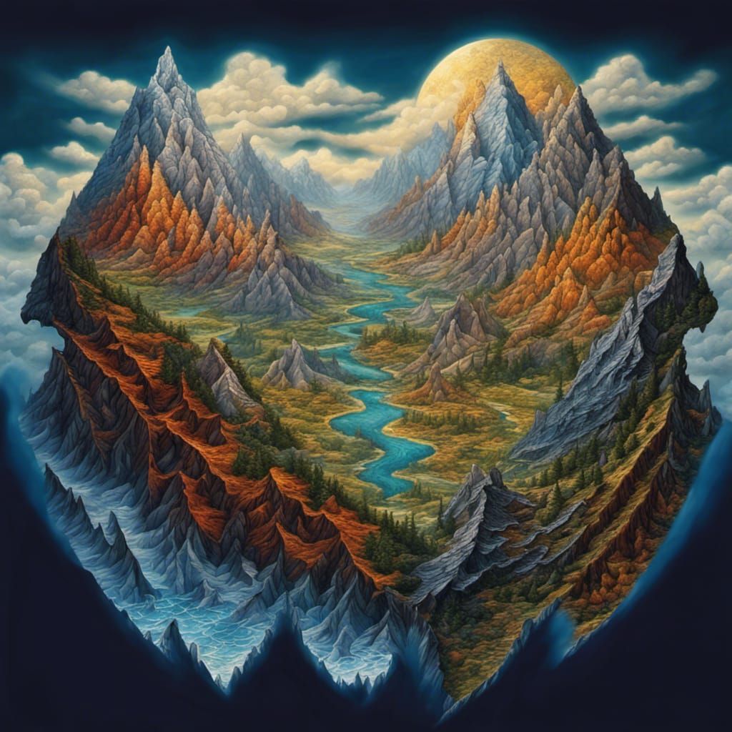 Dragon Skin Mountains: Intricate Digital Art