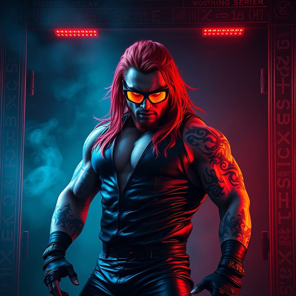 Cyberpunk Wrestler in Dark Fantasy Packaging