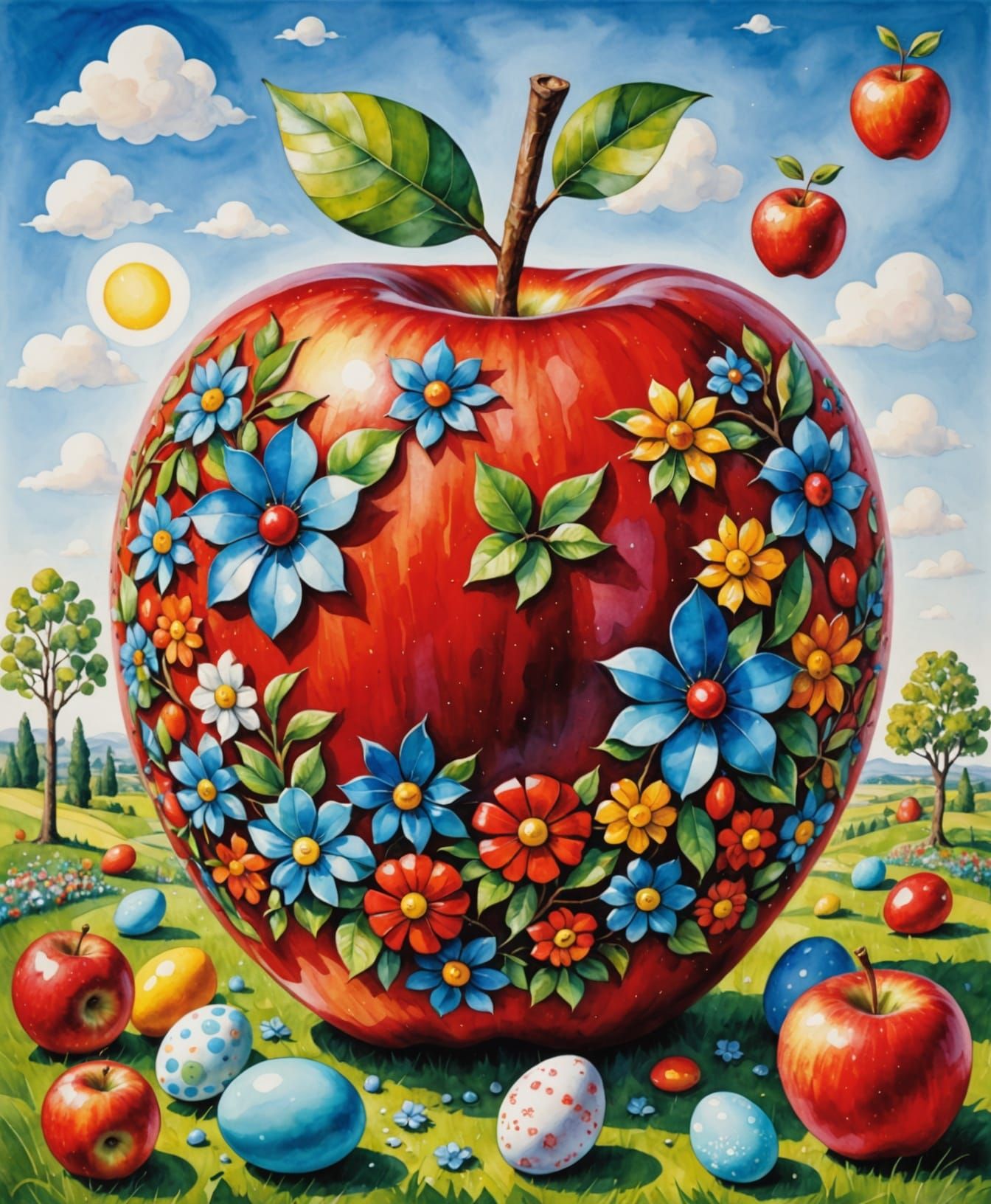 Vibrant Easter Cubist Masterpiece in Watercolor