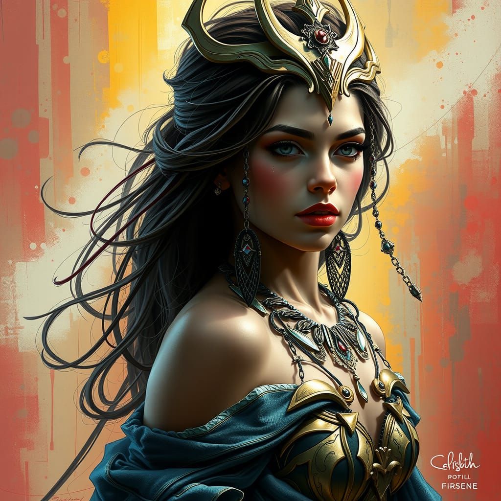 Mermaid and Mount in Splash Art Style