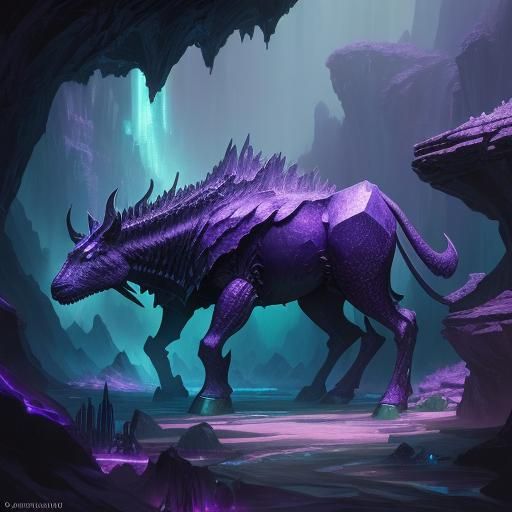Purple Lamborghini in Crystalline Cave: Fantasy Concept Art
