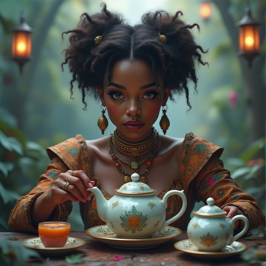 Afrofuturistic Magic Teapots in Surreal Digital Art