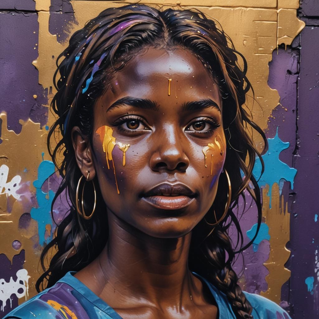 Street Art Portrait in Polychromatic Hues