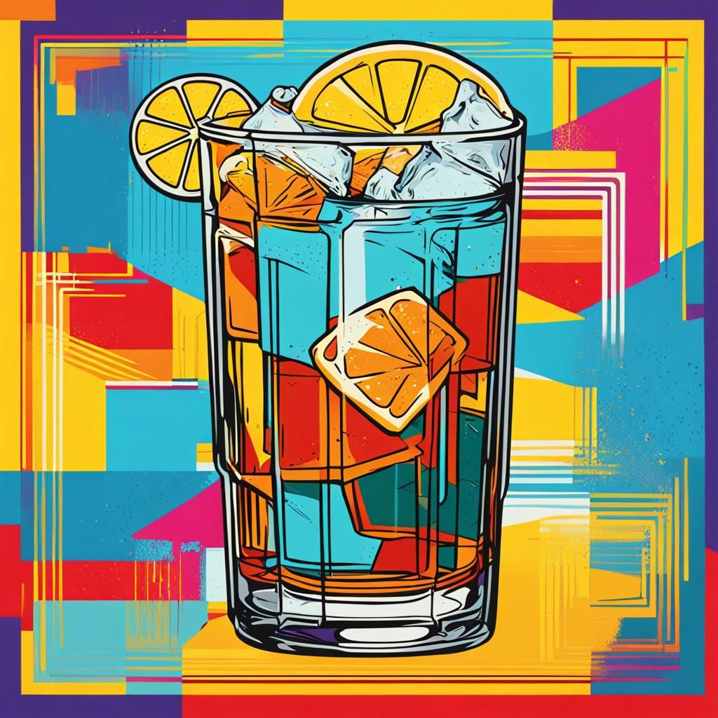pop art glass of iced tea