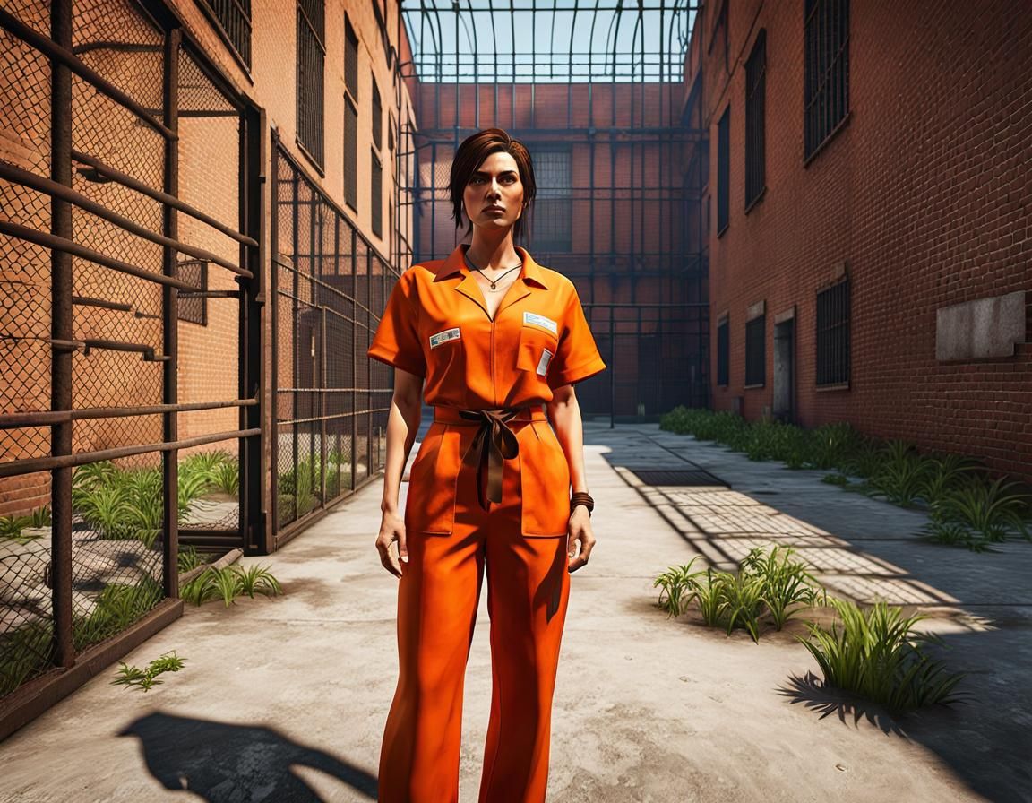 GTA 6 Lucia in Prison Courtyard: Photorealistic Render