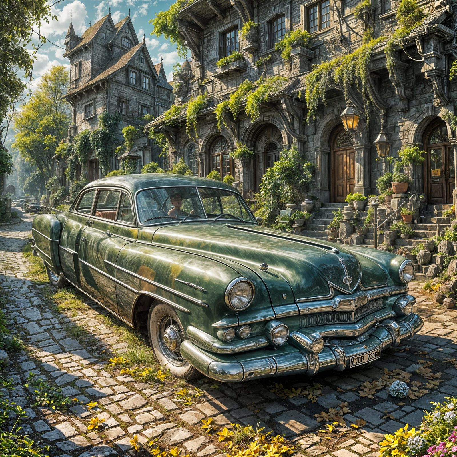 Green Rustic Vintage Car