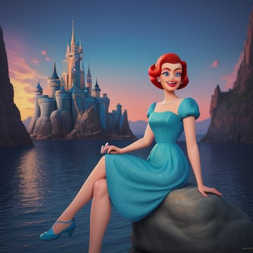 Ariel in 1950s Style Smoking at Sunset